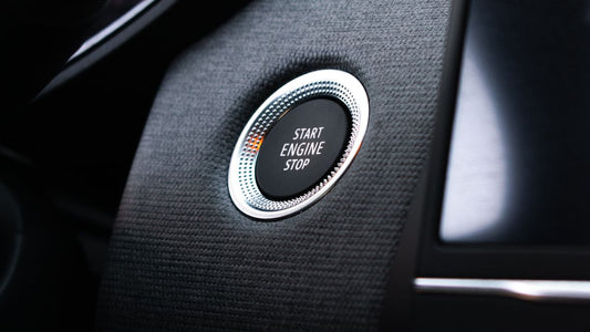 Modern car interior with start-stop button